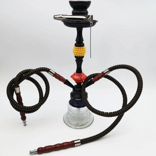 Arabia Hookah Set Large Double Tube Shisha Glass Bottle Ceramic Bowl Hose Water Pipe Bar KTV Hookah