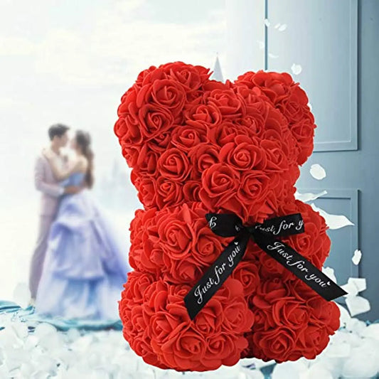 25cm Artificial Flowers Rose Bear Girlfriend Anniversary Christmas Valentine's Day Gift Birthday Present For Wedding Party