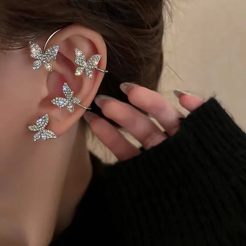 Fashion Butterfly Ear Clips Sparkling Rhinestone Earrings™