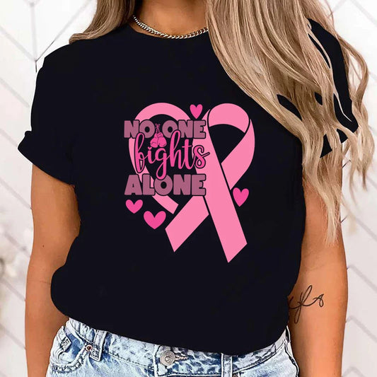 No One Fights Alone Letter Print T-Shirt