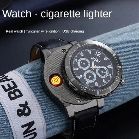 Men's Watch Tungsten Wire Lighter Windproof Electronic Cigarette Igniter