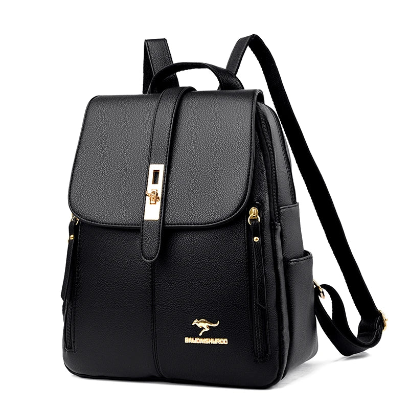 Leather Backpacks Female Designer For Girls School Bag High Quality Travel Ladies Sac