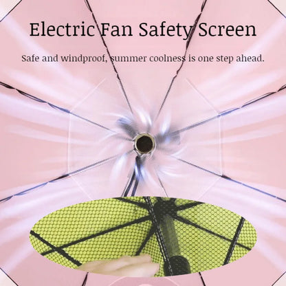 Cooling vinyl umbrella with USB Charging fan sunshade sunny and rainy UV protection