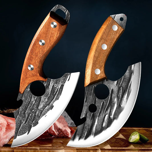 Wooden Handle Butcher Knife Stainless Steel Cooking Knife