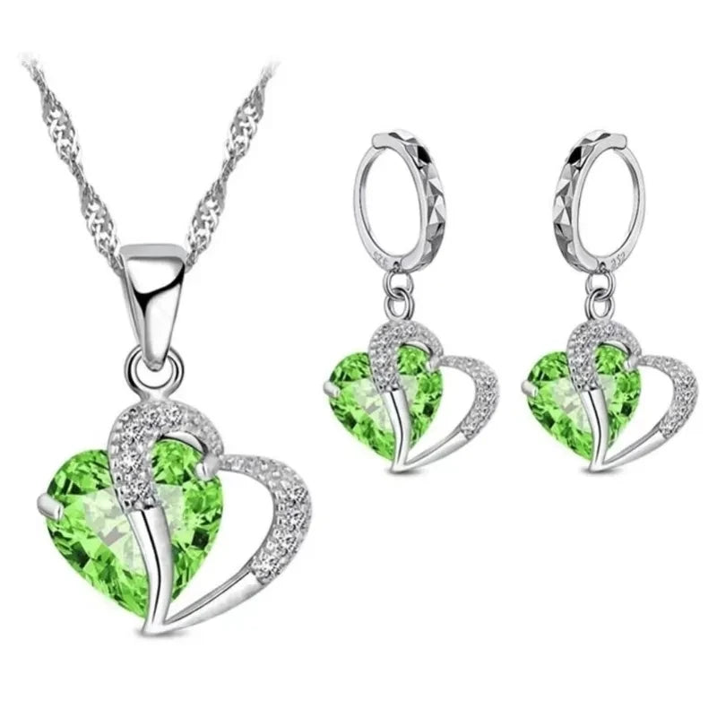 Luxury Women Sterling Silver Cubic Zircon Necklace Pendant Earrings Sets™