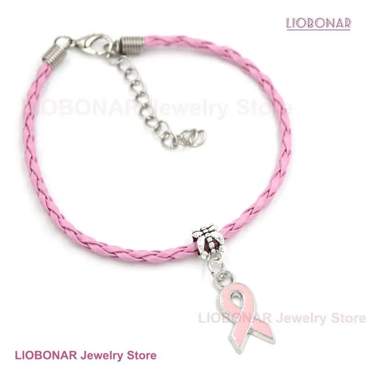 Breast Cancer Bracelet Yellow Pink Ribbon Charm Bracelets Awareness