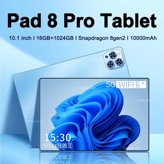 Pad 8 Pro Tablet 10.1 inch Snapdragon 8gen2  Android 13 Global 16GB+1024GB 10000mah 5G Dual SIM WIFI  HD Full Screen