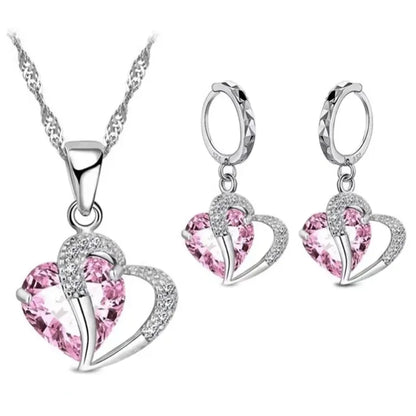 Luxury Women Sterling Silver Cubic Zircon Necklace Pendant Earrings Sets™