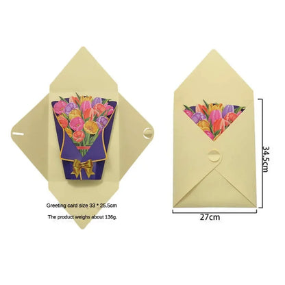 Paper Flower Bouquet Card 3D Pops-up