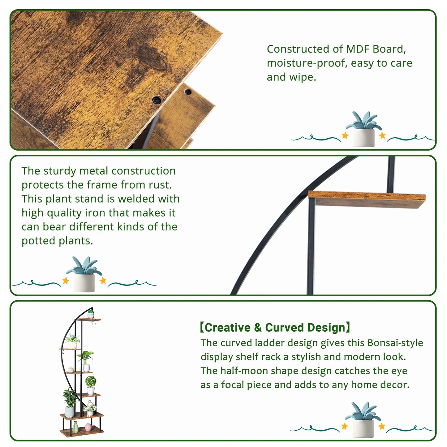 6 Tier Moon Shelf Decor Plant Stand