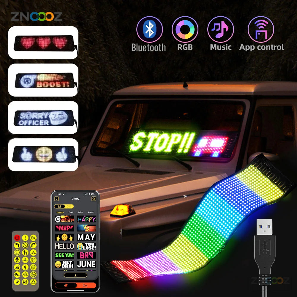 LED Matrix Pixel Panel Text Animation Display Car Shop, Bluetooth APP