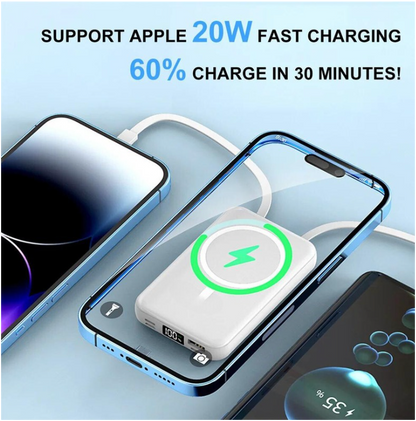 Portable Wireless Power Bank External Battery Pack for iPhone Magnetic Charging Case with Fast Charging Feature