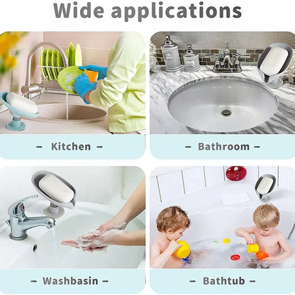 2pcs Drain Soap Holder Leaf Shape Soap Box Suction Cup Tray Kitchen Bathroom Accessories