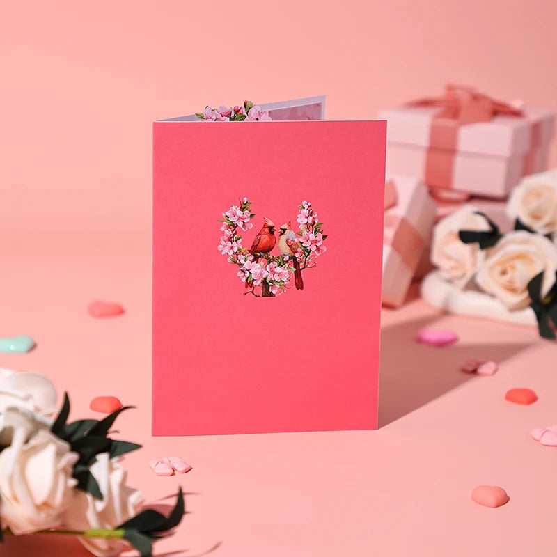 Valentine's Day cherry blossom bird Pop Up 3D card