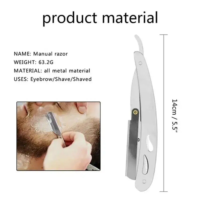 Men Professional Barber Razor Straight Edge Shaver Folding With Blade