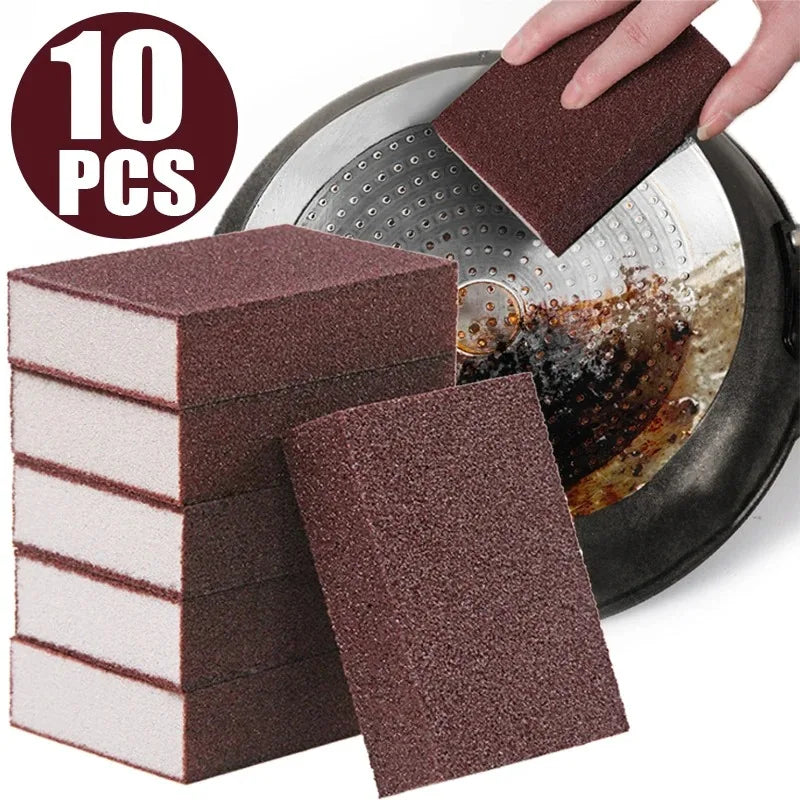 10pcs Magic Erasers Carborundum Removing Rust Cleaning Sponge Brush Kitchen Pot Dish Rust Removal Emery Clean Rub