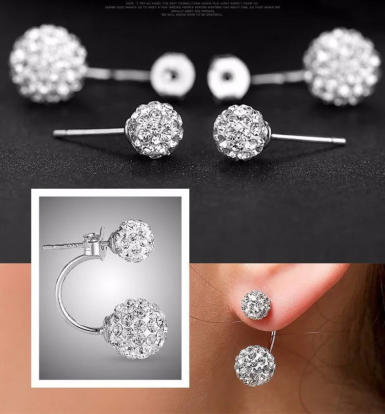 Sterling Silver Fashion U Bend Shiny Ball Ladies Stud Earrings™