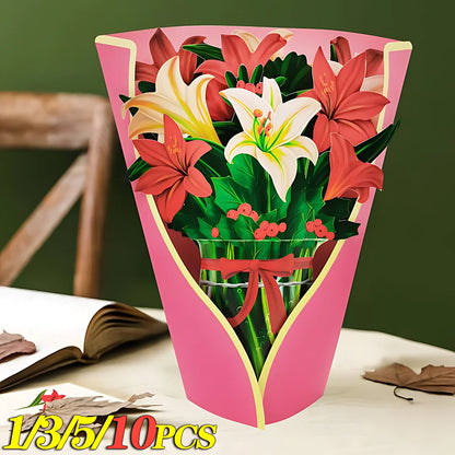 Paper Flower Bouquet Card 3D Pops-up