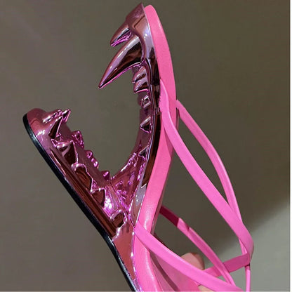 New Women High Heels Sexy Woman Metal Fangs Pointed Toe Luxury Pumps