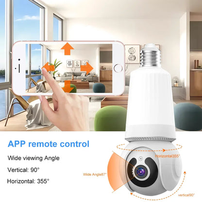 4K 8MP E27 Bulb Camera Wifi Surveillance with LED Bulb 10X Zoom CCTV PTZ Smart Tracking Two-way Audio Night Vision Wireless Cam