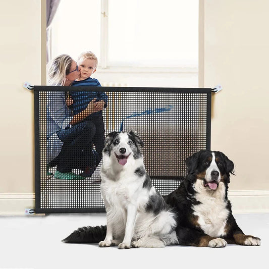 Pet Barrier Fence Portable Breathable Mesh Stairs Kitchen Entrance Indoor Gate