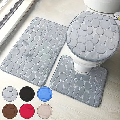 solid color simple bathroom absorbent non-slip floor mat stone grain