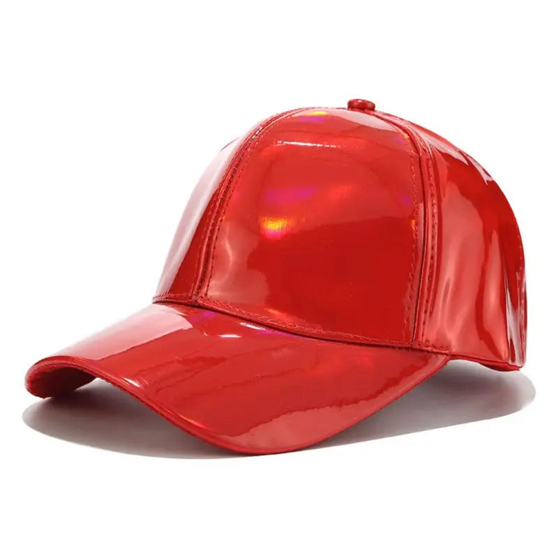 Vintage Faux Leather Adjustable Baseball Cap Men and Women for Sun for Protection Holographic