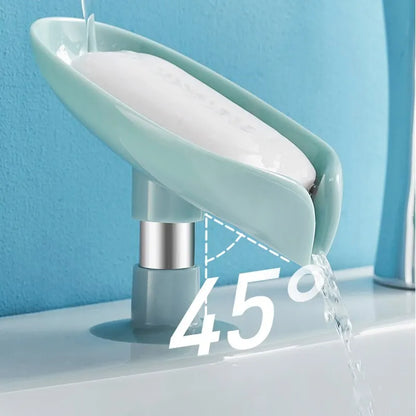 2pcs Drain Soap Holder Leaf Shape Soap Box Suction Cup Tray Kitchen Bathroom Accessories