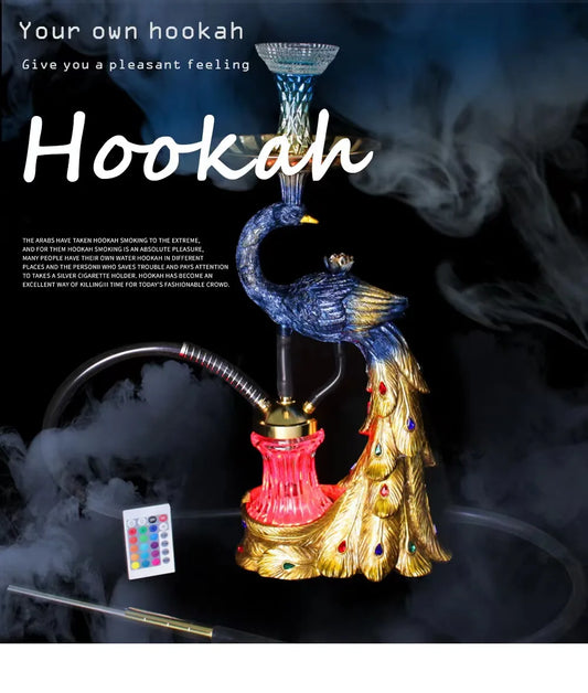 Peacock Elegant Modeling Hookah Set, Unusual Glass, Narghile Smoking Grass Accessories, Luxury Mousse Resin Craft, Shisha Pipes