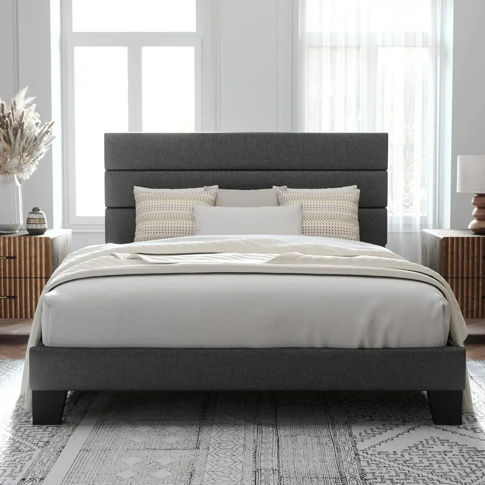 Queen Size Platform Bed Platform Bed Frame With Fabric Upholstered