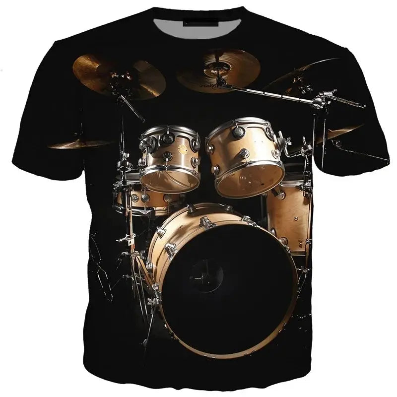 Trendy Street Drum Personality 3d Printed Short Sleeve T-Shirt Fashion