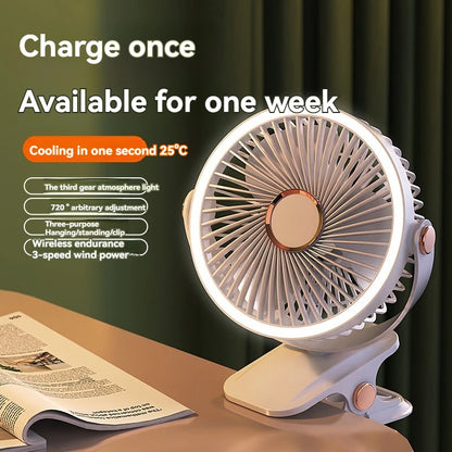 USB Small Fan Student Dormitory Portable Mini Rechargeable Radio Clip Style Portable Desktop Clip Fan Light, And Cooking Areas 