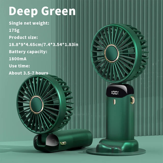 Usb Handheld Fan Mini Portable Student Small Ffan Digital Display Folding Fragrance Rechargeable Desktop Electric Fan