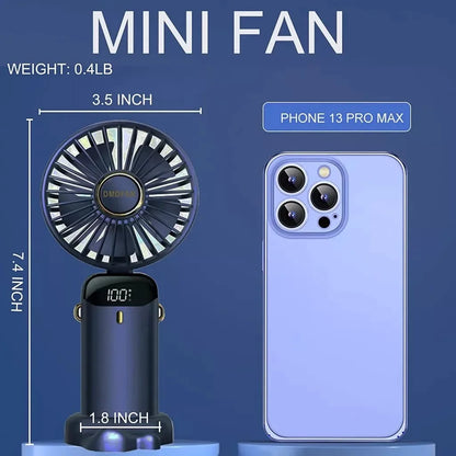 Usb Handheld Fan Mini Portable Student Small Ffan Digital Display Folding Fragrance Rechargeable Desktop Electric Fan