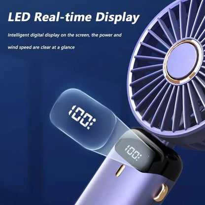 Usb Handheld Fan Mini Portable Student Small Ffan Digital Display Folding Fragrance Rechargeable Desktop Electric Fan