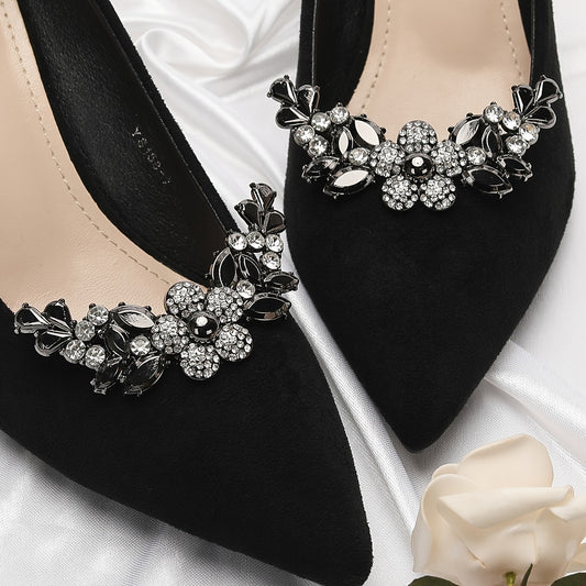 2pcs Elegant Rhinestone Shoe Clips - Versatile Detachable Decor for High Heels & Flats, Zinc Alloy