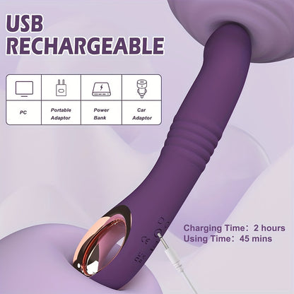 USB Rechargeable Dual Function Adult Toy: 10 Vibration and Stimulation Modes, Realistic Silicone Design, Suitable for Female and Couples - Sandfox Brand