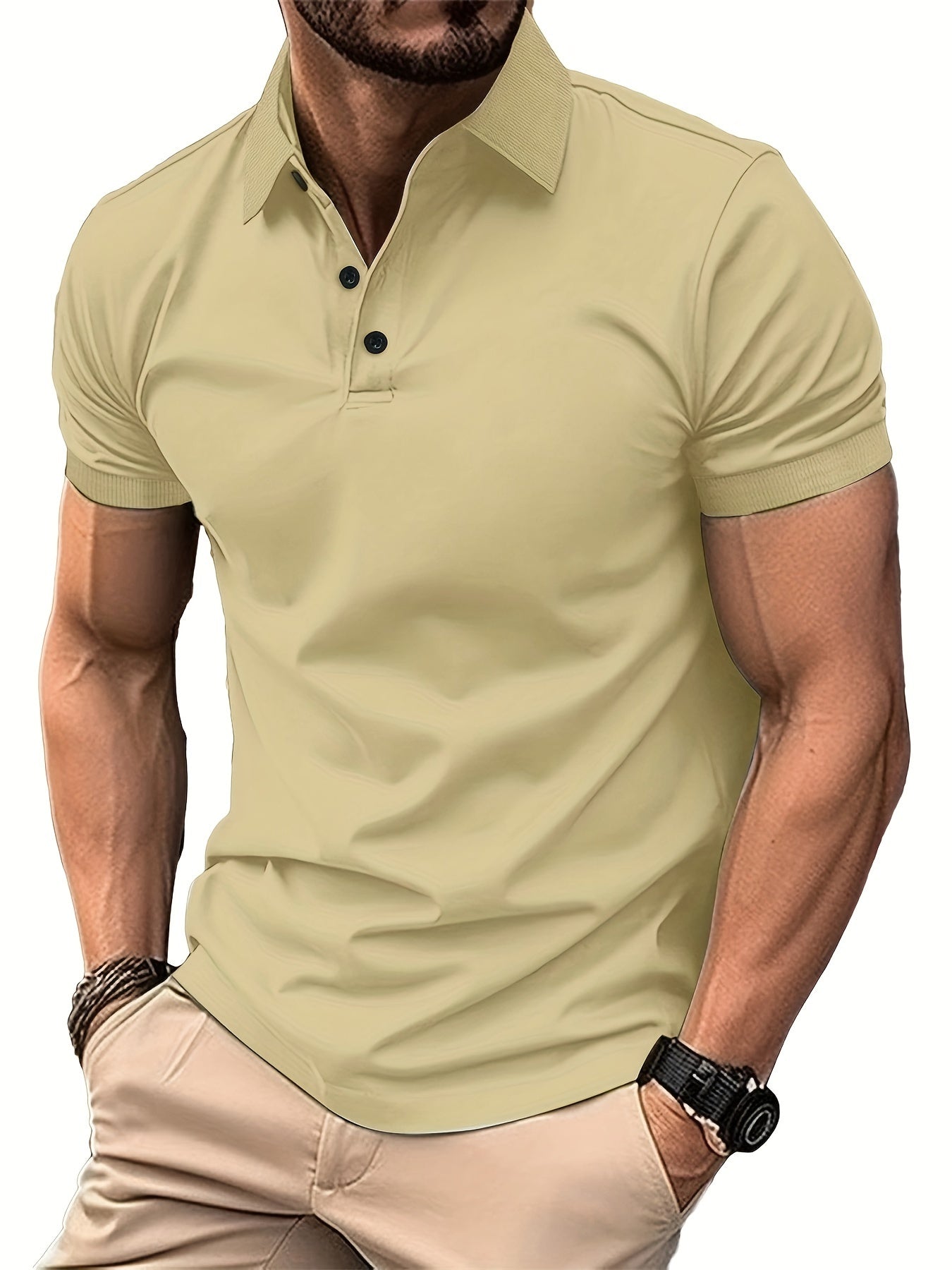 Men Polo Shirt Short Sleeve Golf Shirt Slim Fit Polo Shirt