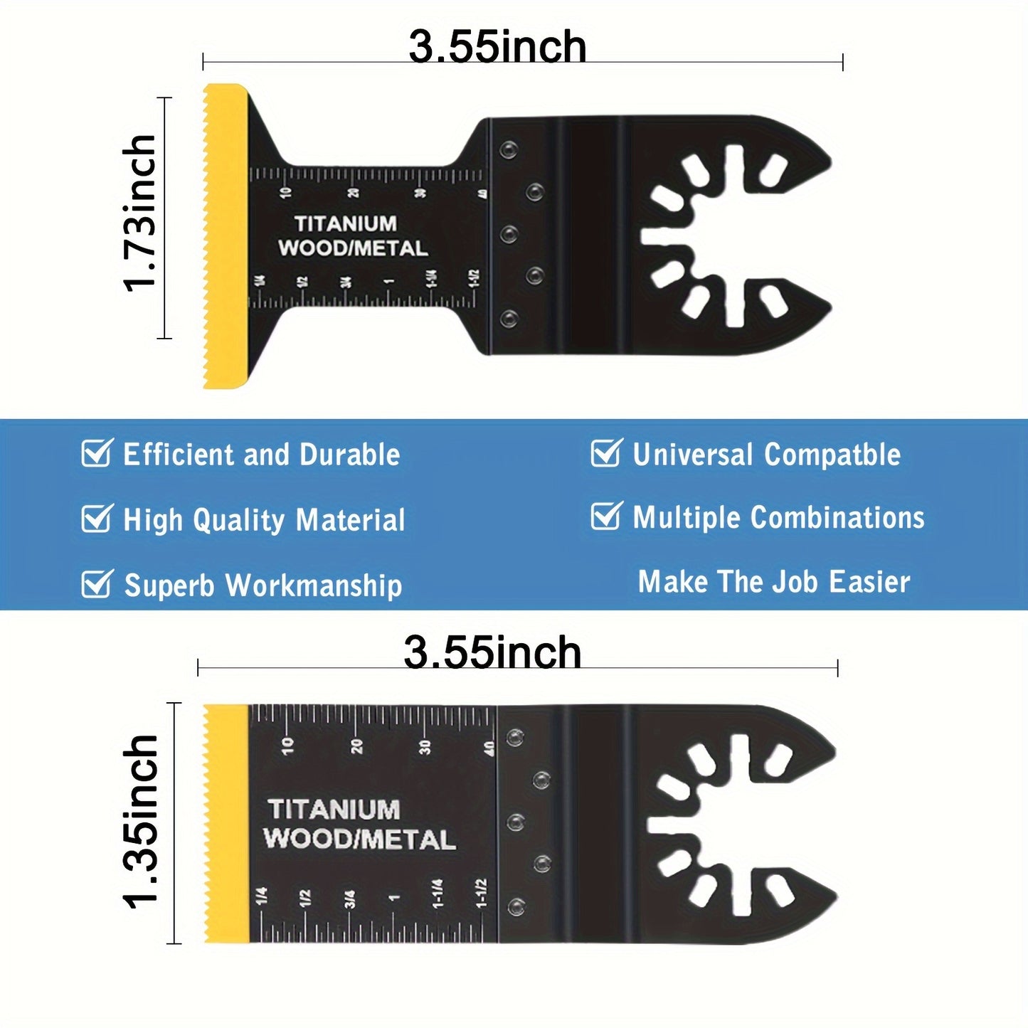 18pcs Multi Tool Blades, Titanium Oscillating Tool Blade For Cutting Metal, Nails, Wood And Plastic. Professional Universal Quick Release Oscillating Saw Blades Compatible With Milwaukee, Ryobi And Dewalt