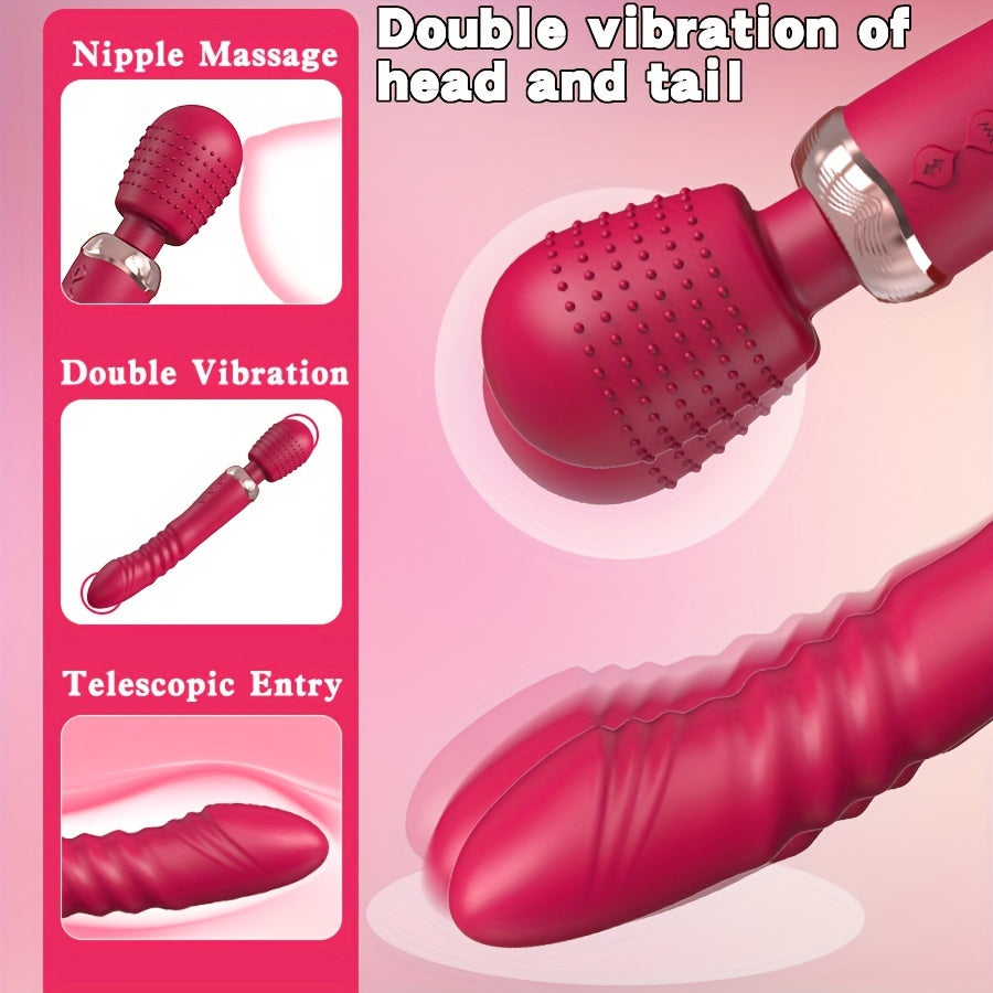 1pc Thrust Vibrator Powerful 2 Motors Fast Thrusting And Dildos Vibrator, Silicone Large Size Wand G-Spot Massager Sex Toy Couple Stimulator For Adults