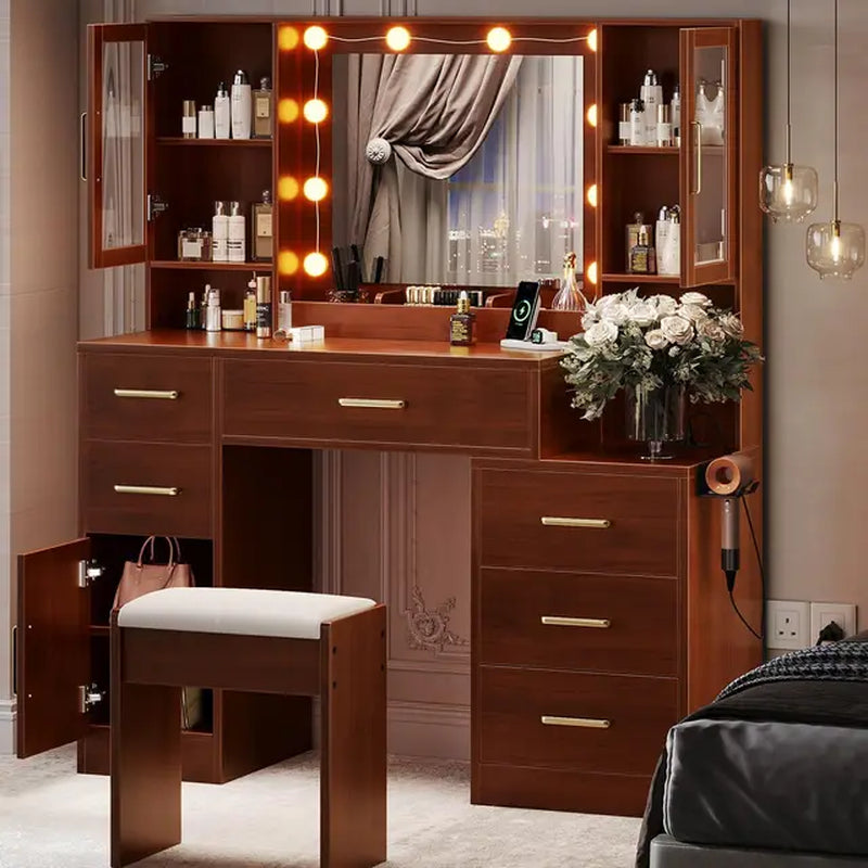Makeup with Mirror and Light, Dressing Table with Drawers, Dressing Table with 8 Drawers, Dressing Table with Mirror