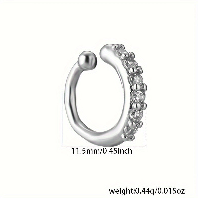 Elegant 925 Sterling Silvery Nose Clip with Sparkling Cubic Zirconia