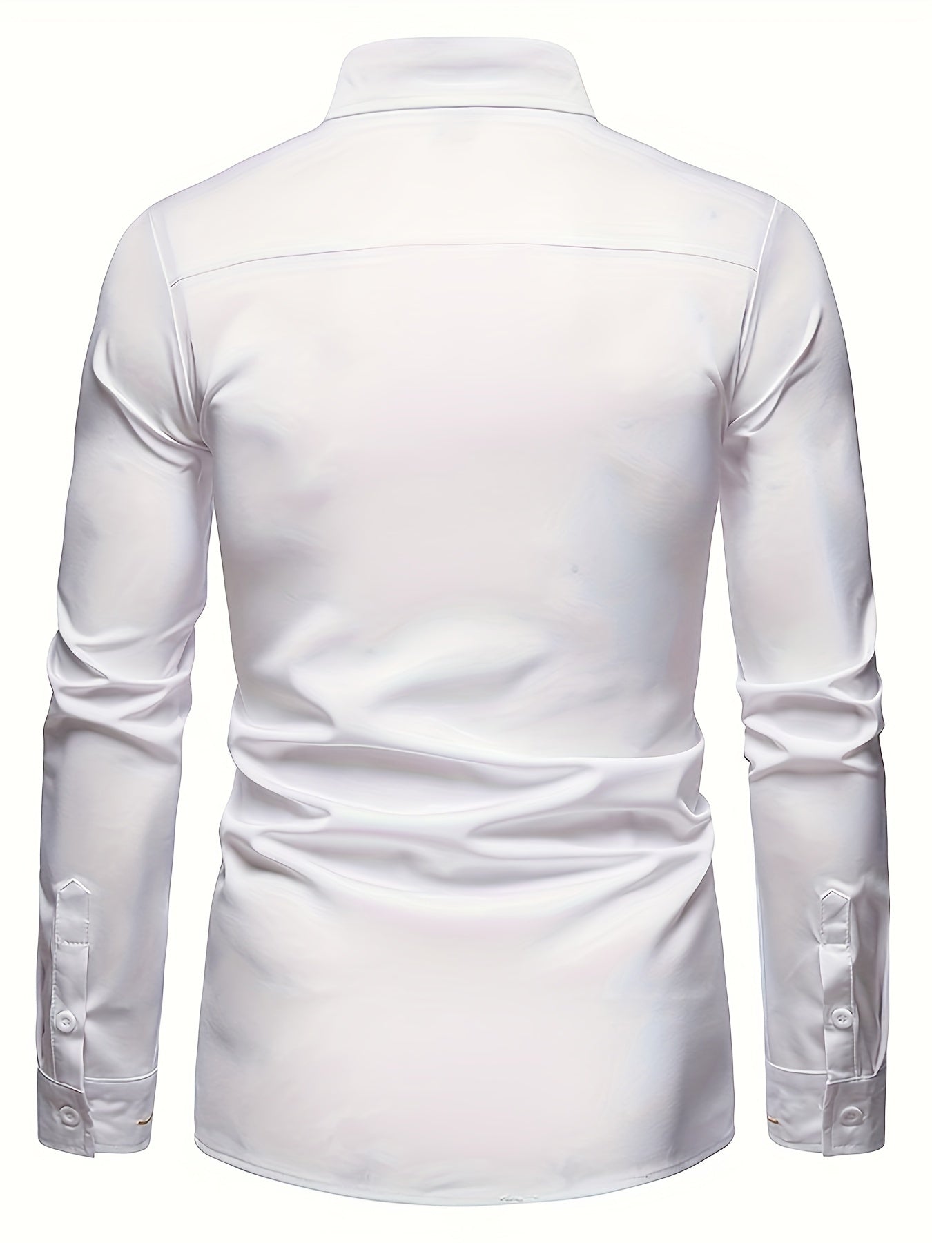 Embroidery Design Men's Stylish Asymmetrical Slim Long Sleeve Single Breast Shirt With Button