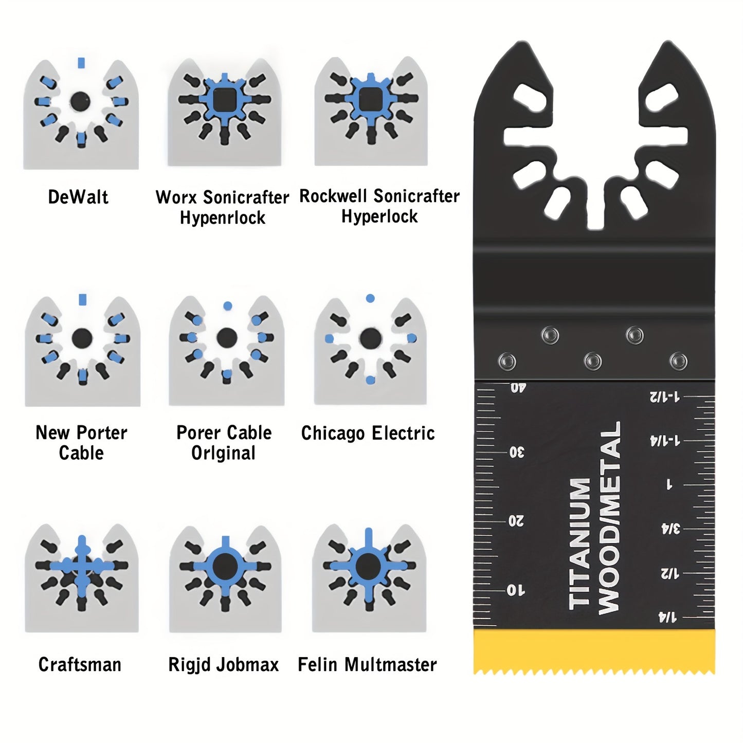 18pcs Multi Tool Blades, Titanium Oscillating Tool Blade For Cutting Metal, Nails, Wood And Plastic. Professional Universal Quick Release Oscillating Saw Blades Compatible With Milwaukee, Ryobi And Dewalt