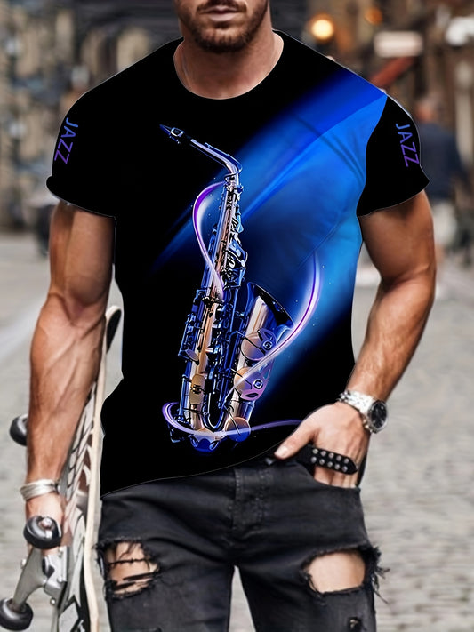 Men's 3D Digital Saxophone Pattern T-shirt