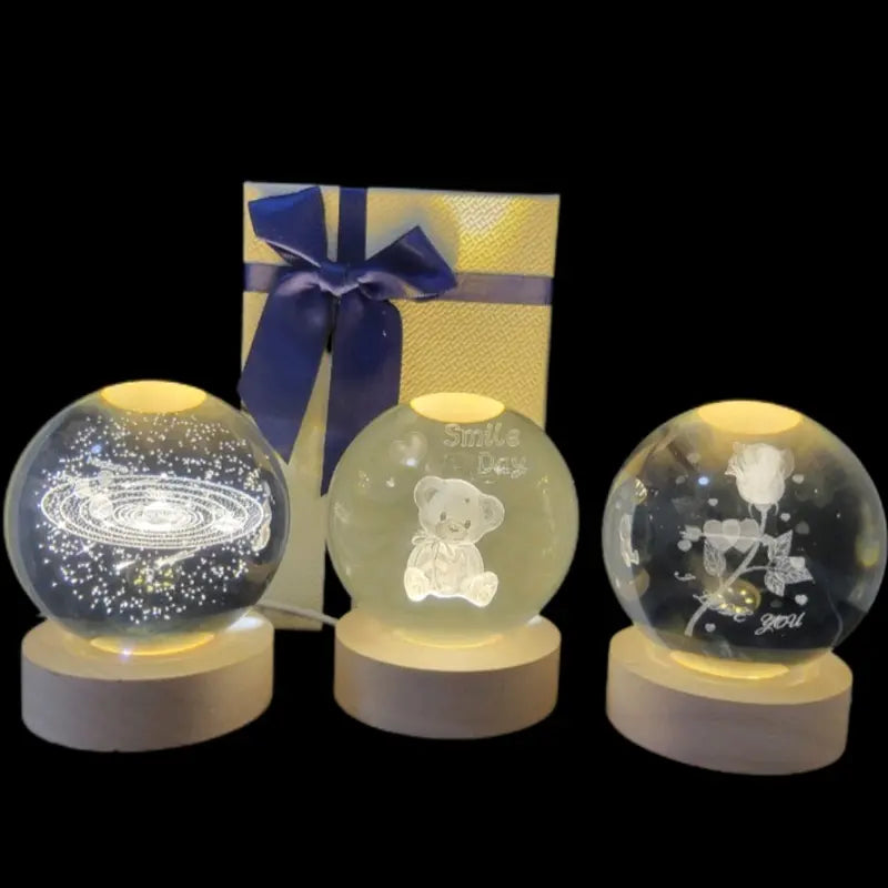 3D Crystal Light Ball for Mother's Day, Night Light with Removable Glow Ball