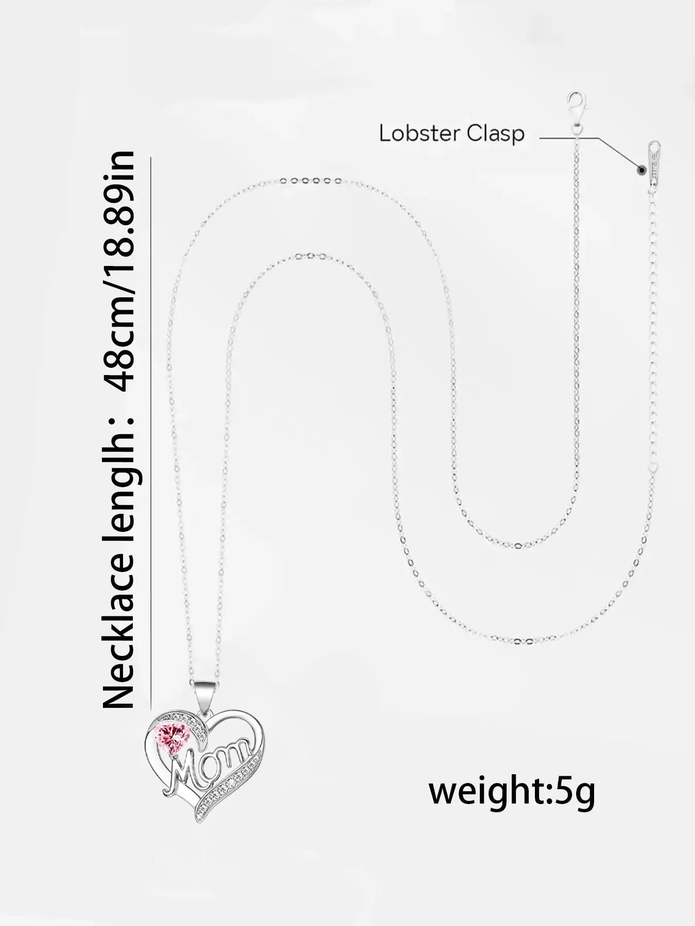 Rhinestone Design Heart Shape Pendant Necklace for Mother's Day Gift with Flower Design Gift Box