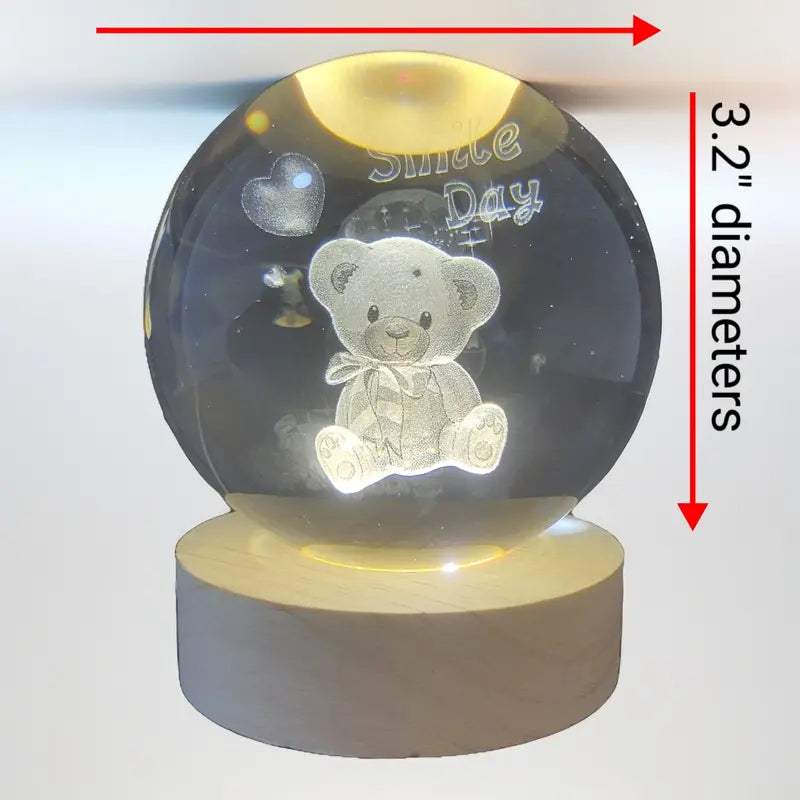 3D Crystal Light Ball for Mother's Day, Night Light with Removable Glow Ball