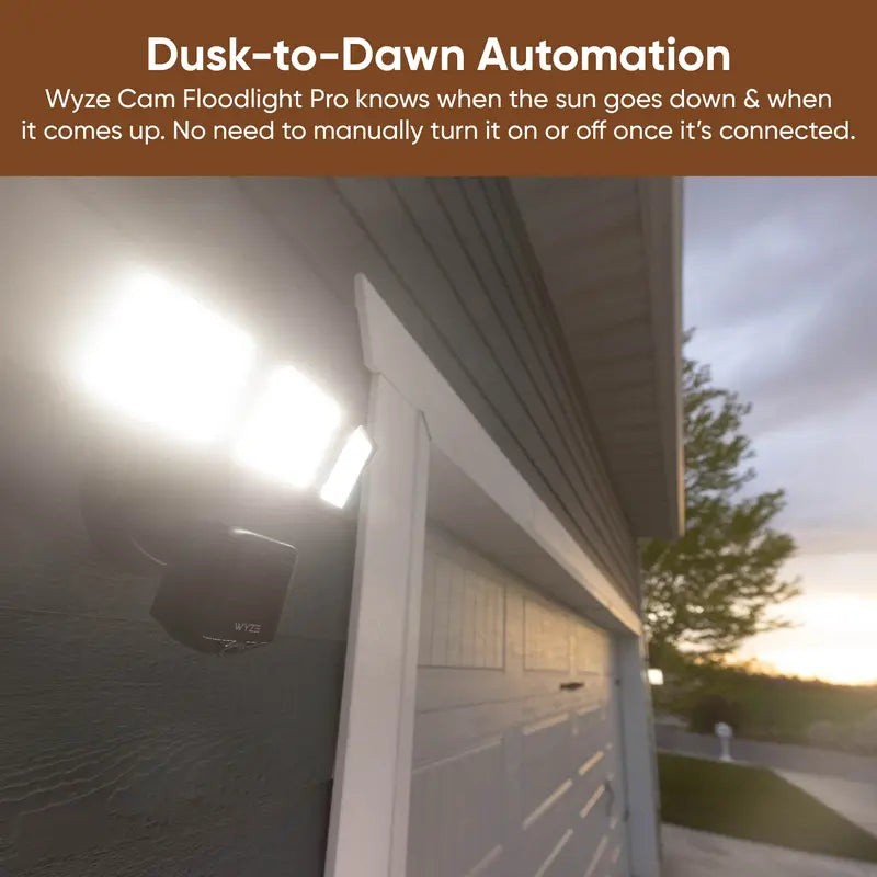Wyze Cam Floodlight Pro — Hardwired 2K HD Outdoor Smart Security Camera with 3000 Lumen Leds, Color Night Vision, 180 Degree Customizable Motion Detection, 105Db Siren, and Two-Way Audio, Adjustable Lens Motionactivated Lights