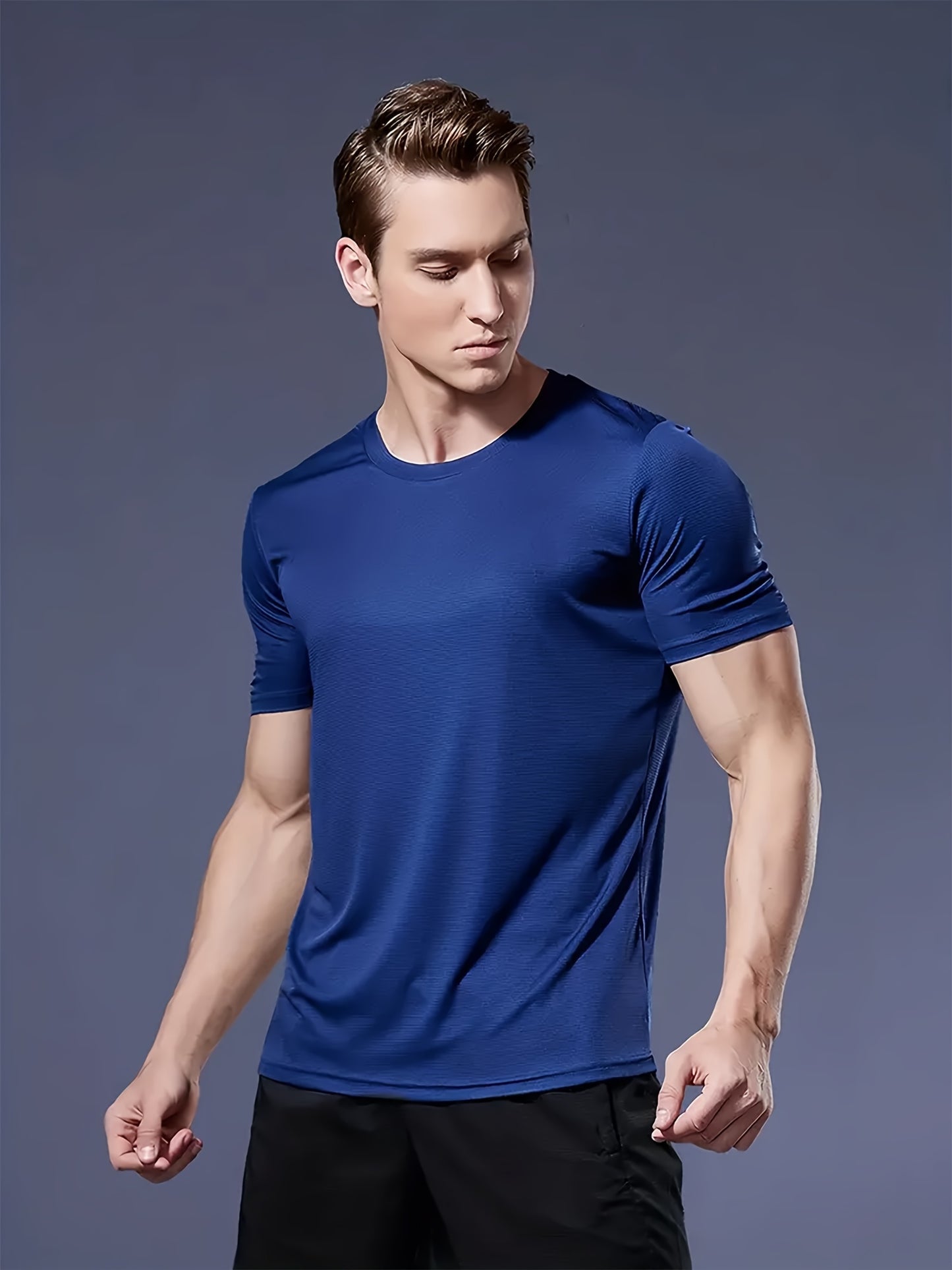 7pcs Men's Quick-Dry Athletic T-Shirts - Breathable, Moisture-Wicking Crew Neck Tees in Navy, Army Green, Burgundy, Khaki, Black, White, Gray - Perfect for Gym